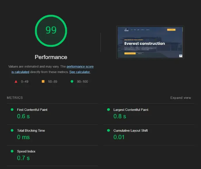 Everest Construction Homepage Page Speed Audit Fast Everest Construction Homepage Page Speed Audit Fast